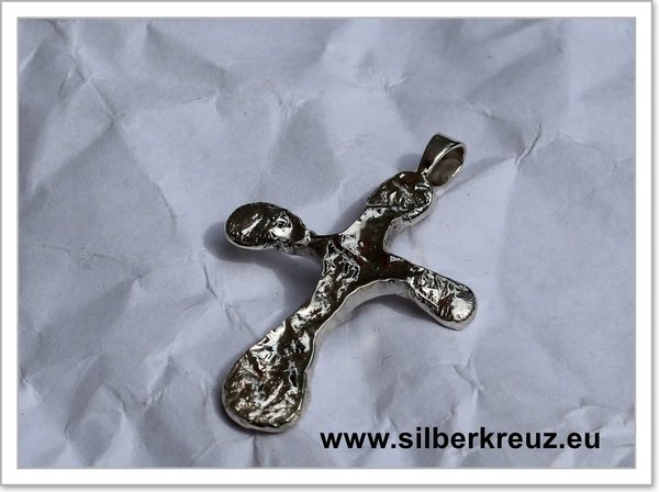 Kreuzanhänger Silber 925 - geschmorte Oberfläche