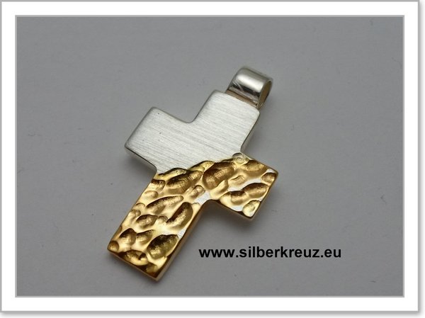 Kreuz Silber bicolor - teilvergoldet