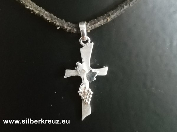 Kreuz mit Reben klein Silber 925
