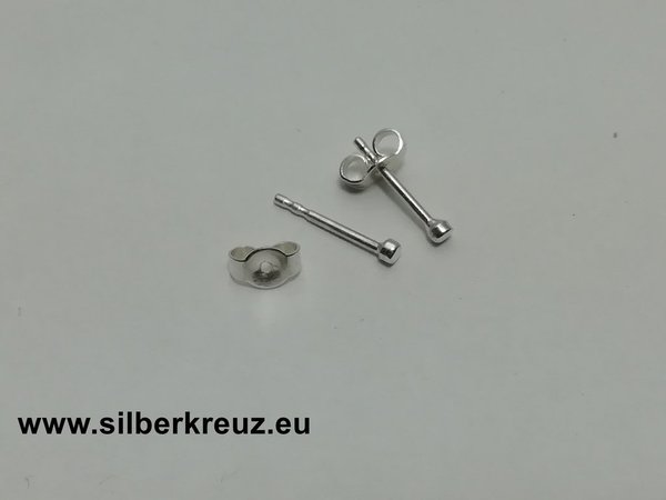 XS Mini-Ohrstecker. Punkt. -- Silber 925 vergoldet 2mm